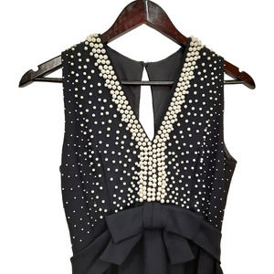 Vintage Jayna| 1960/1970 Black & White Pearl Cocktail Dress